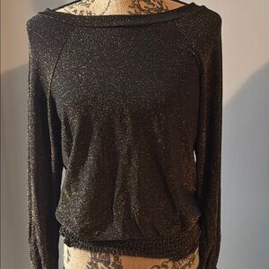 Allison Joy Black and Gold Sparkle Top
